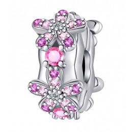Charm pour bracelet séparateur fleur pierre rose