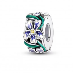 Charm pour bracelet séparateur fleur violette sur tige