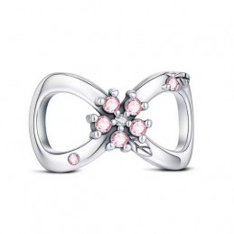 Charm pour bracelet infini petite fleur pierre rose