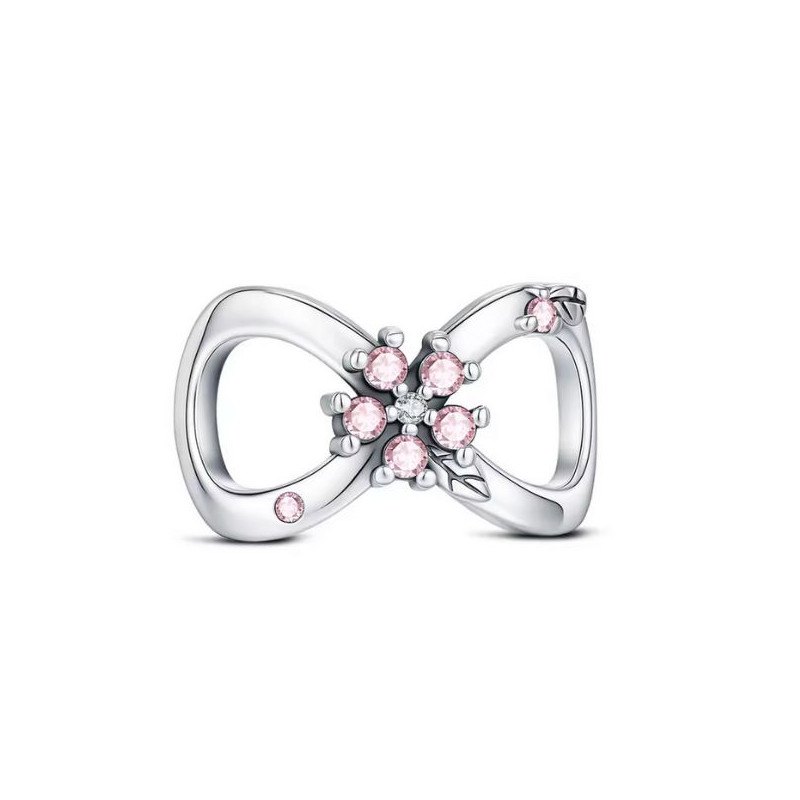 Charm pour bracelet infini petite fleur pierre rose