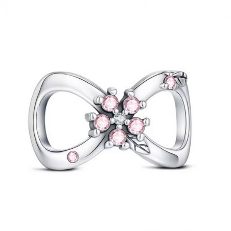 Charm pour bracelet infini petite fleur pierre rose