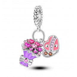 Charm pour bracelet saint valentin bouquet de coeur