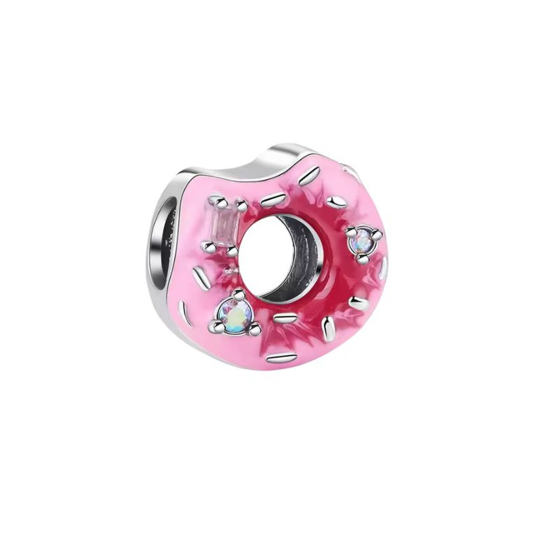 Charm bijou pour bracelet donut rose croqué