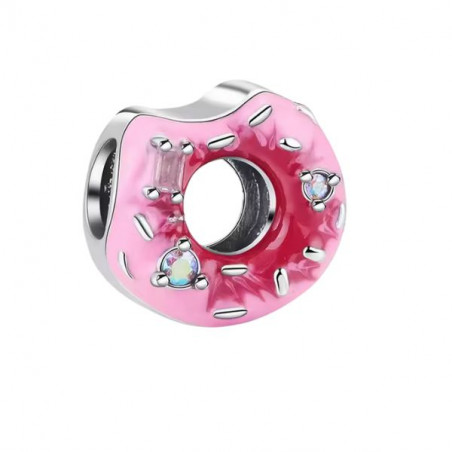 Charm bijou pour bracelet donut rose croqué