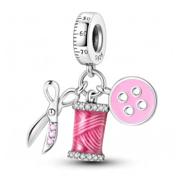 Charm pour bracelet cadeau couturière ciseaux fil bouton