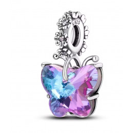 Charm pour bracelet papillon en pierre violette