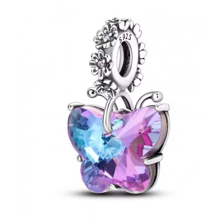 Charm pour bracelet papillon en pierre violette