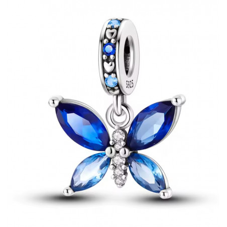 Charm pour bracelet papillon pierre bleue