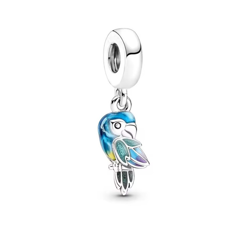 Charm pour bracelet perroquet oiseau sur branche