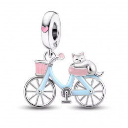 Charm pour bracelet vélo avec chat sur la selle