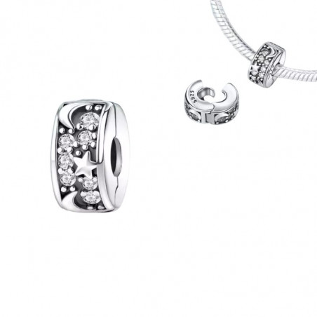 Charm pour bracelet séparateur étoile planète diamant