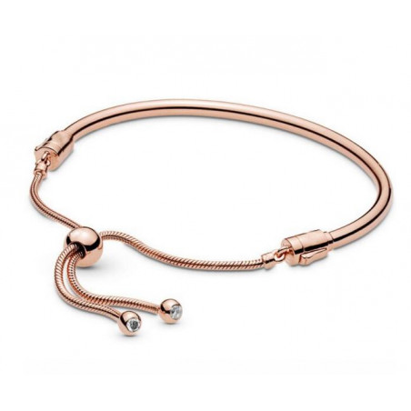 bracelet pour charm boule or rose jonc rigide ajustable