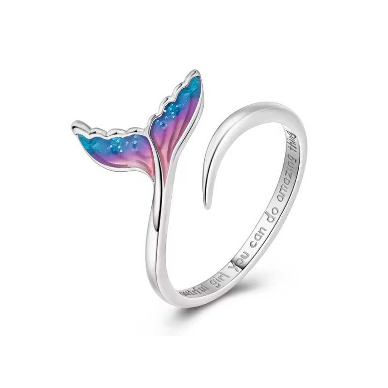 Bague réglable queue de sirène bleu violette