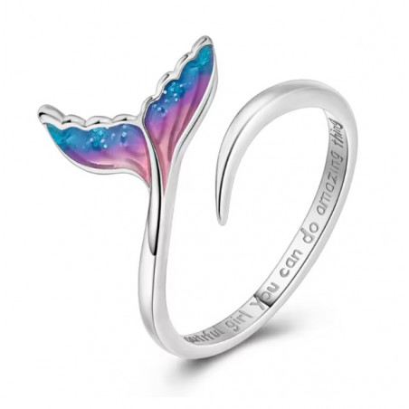 Bague réglable queue de sirène bleu violette
