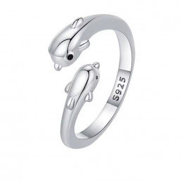 Bague réglable dauphins grand petit