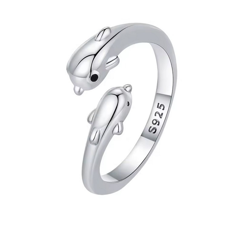 Bague réglable dauphins grand petit