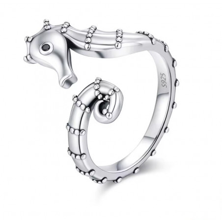 Bague réglable hippocampe argent