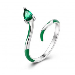 Bague réglable serpent enroulé vert pierre verte