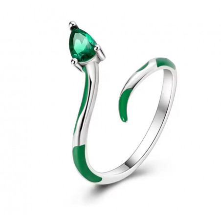 Bague réglable serpent enroulé vert pierre verte