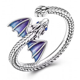 Bague réglable dragon aile violette