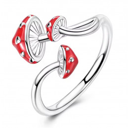 Bague réglable champignon rouge