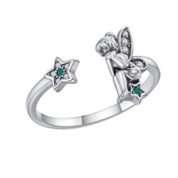 Bague réglable fée clochette étoile verte