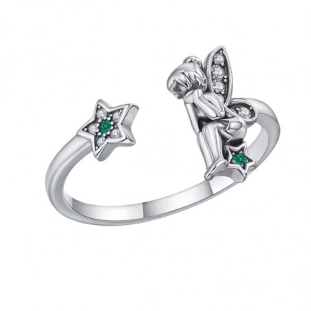 Bague réglable fée clochette étoile verte