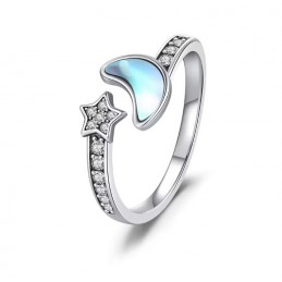 Bague réglable étoile pierre lune