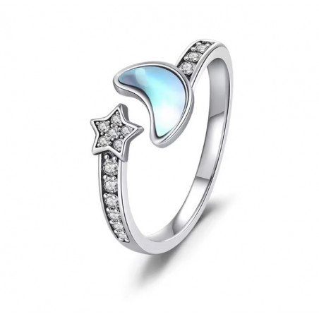Bague réglable étoile pierre lune