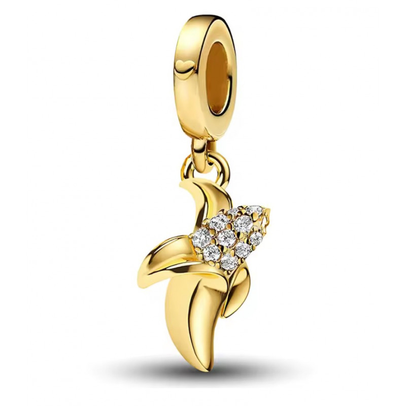 Charm pour bracelet banane ouverte strass or