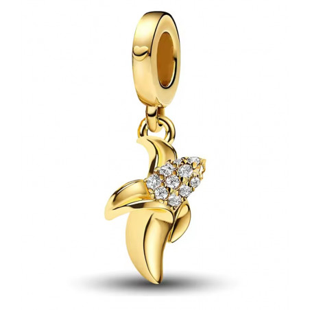 Charm pour bracelet banane ouverte strass or