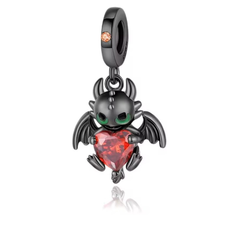 Charm pour bracelet argent dragon noir