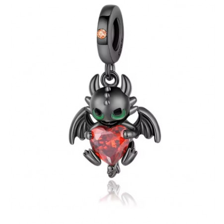 Charm pour bracelet argent dragon noir