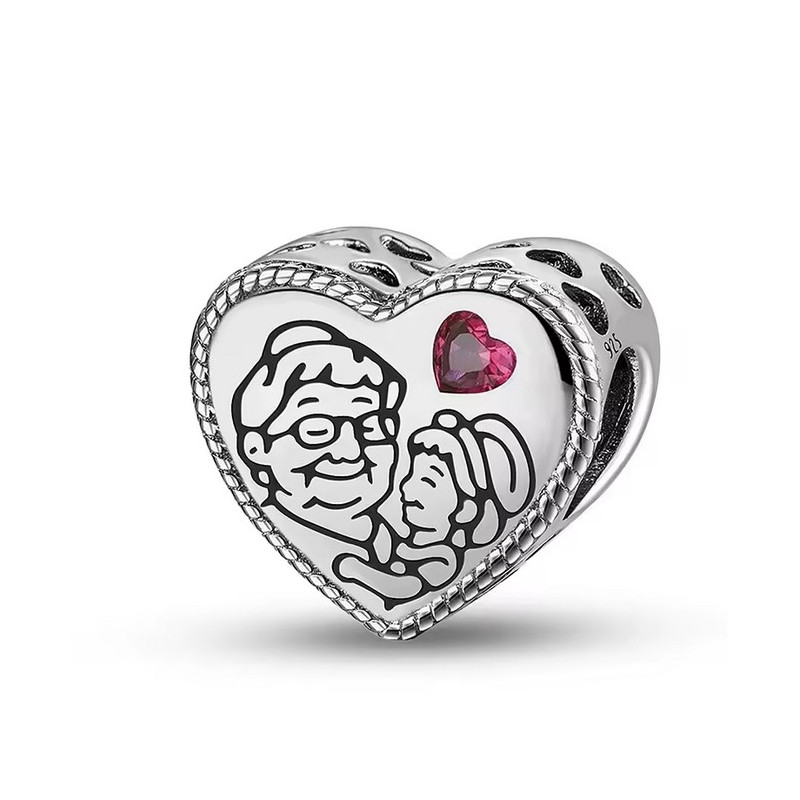 Charm pour bracelet cadeau grand mère enfant dans les bras