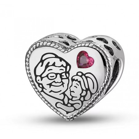 Charm pour bracelet cadeau grand mère enfant dans les bras