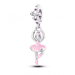 Charm pour bracelet ballerines danseuse ruban rose