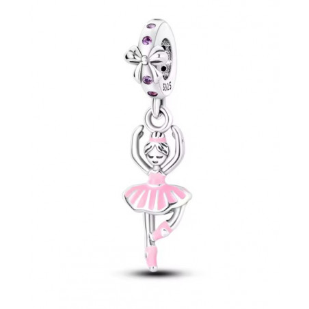 Charm pour bracelet ballerines danseuse ruban rose