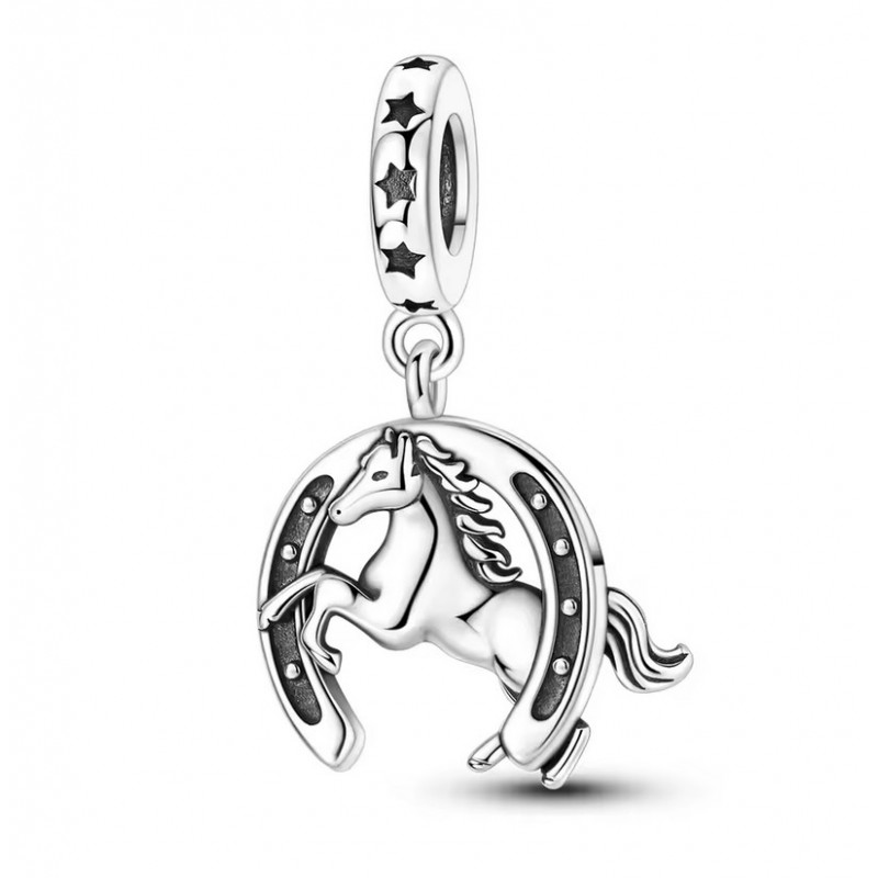 Charm pour bracelet cheval équitation fer chance
