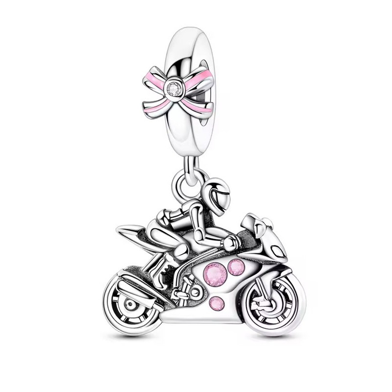 Charm pour bracelet cadeau femme permis moto noeud