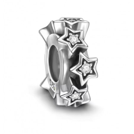 Charm pour bracelet argent étoile pierre blanche au centre