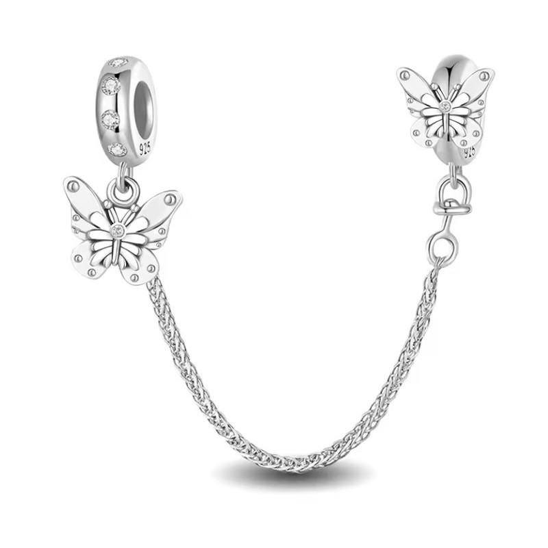 Charm double avec chaine de sécurité papillon suspendu