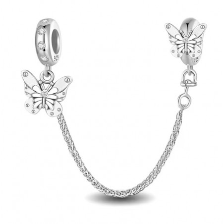 Charm double avec chaine de sécurité papillon suspendu