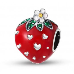 Charm bijou pour bracelet fraise design strass diamant