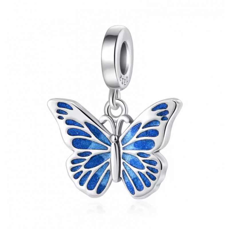 Charm pour bracelet papillon bleu