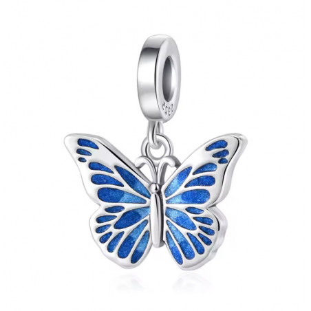 Charm pour bracelet papillon bleu