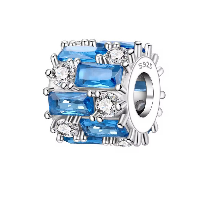 Charm pour bracelet séparateur diamant bleu foncé