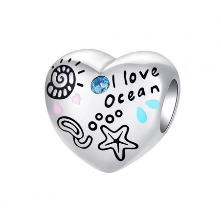 Charm pour bracelet coeur j'aime l'été vacance