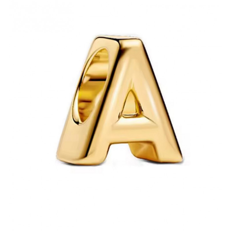 Charm bijou pour bracelet lettre initiale prénom alphabet couleur doré