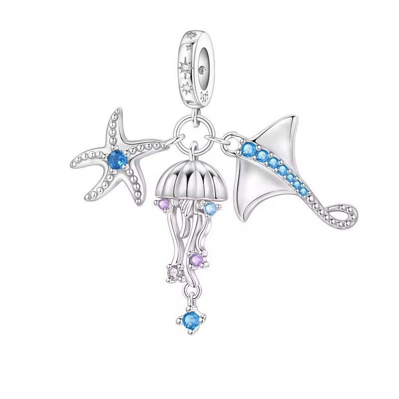 Charm pour bracelet méduse raie étoile de mer