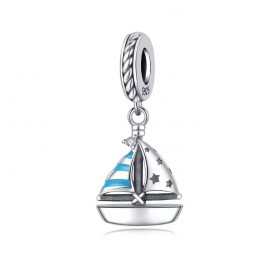Charm pour bracelet voilier bleu turquoise bateau